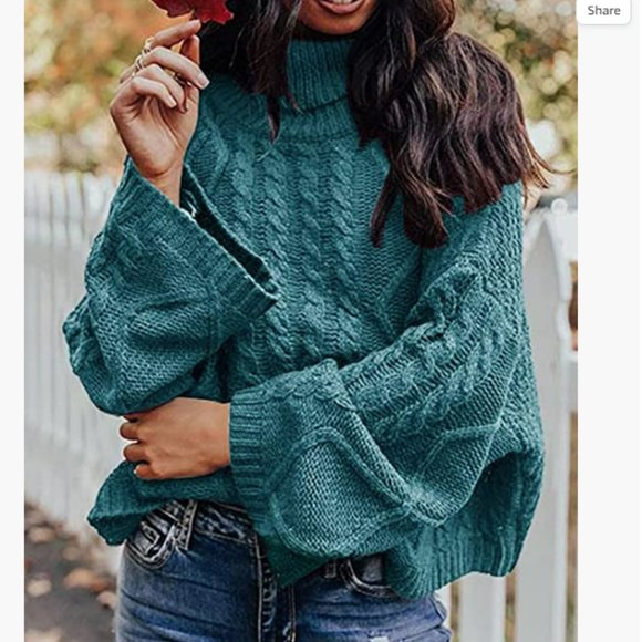 C.C. Boutique Sweaters - NWT Thick Cable Knit Cowl Neck Bell Sleeve Boho Oversized Sweater Jumper